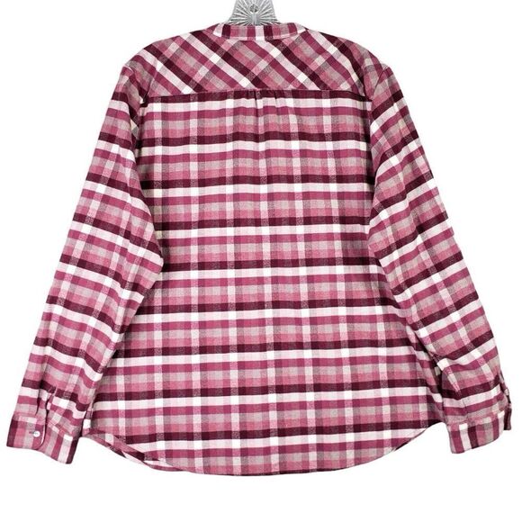 LL Bean Button Down Shirt LS Womens Size XL Plaid Check Pink Cotton - Picture 3 of 9